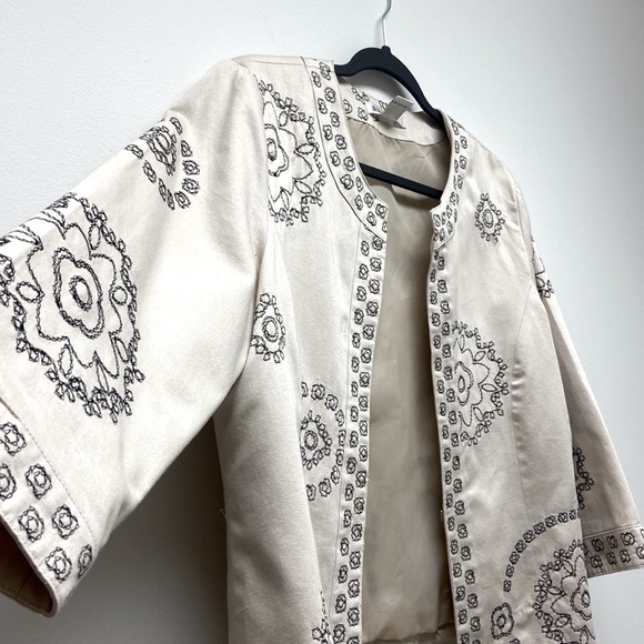 Vintage Susan Bristol | Embroidered Blazer 3/4 Sleeves‎ Floral Cream/Black M - Picture 5 of 15
